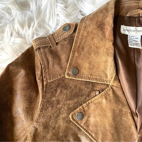Vintage Newport Leather Moto Jacket Coat 10 Tan Camel - Picture 4 of 10